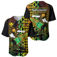 Paddle Board Hawaii Baseball Jersey Molokai 2 Oahu World Championships Kakau Pattern LT14 - Polynesian Pride