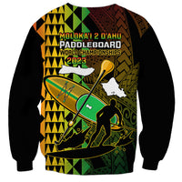 Paddle Board Hawaii Sweatshirt Molokai 2 Oahu World Championships Kakau Pattern LT14 - Polynesian Pride