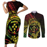 Reggae Kosrae Liberation Day Couples Matching Short Sleeve Bodycon Dress and Long Sleeve Button Shirt September 8 Polynesian Tattoo - Polynesian Pride