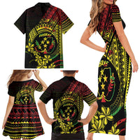 Reggae Kosrae Liberation Day Family Matching Short Sleeve Bodycon Dress and Hawaiian Shirt September 8 Polynesian Tattoo - Polynesian Pride