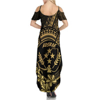 Gold Kosrae Liberation Day Family Matching Summer Maxi Dress and Hawaiian Shirt September 8 Polynesian Tattoo - Polynesian Pride