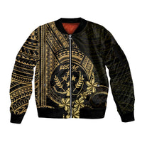 Gold Kosrae Liberation Day Sleeve Zip Bomber Jacket September 8 Polynesian Tattoo - Polynesian Pride
