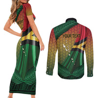 Personalised Long Live Vanuatu Independence Day Couples Matching Short Sleeve Bodycon Dress and Long Sleeve Button Shirt 45th Anniversary Woven Pattern LT14 - Polynesian Pride