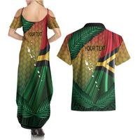 Personalised Long Live Vanuatu Independence Day Couples Matching Summer Maxi Dress and Hawaiian Shirt 46th Anniversary Woven Pattern LT14 - Polynesian Pride