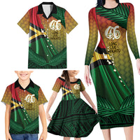 Personalised Long Live Vanuatu Independence Day Family Matching Long Sleeve Bodycon Dress and Hawaiian Shirt 46th Anniversary Woven Pattern LT14 - Polynesian Pride