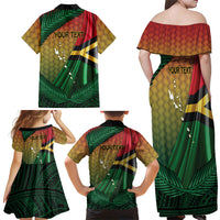 Personalised Long Live Vanuatu Independence Day Family Matching Off Shoulder Maxi Dress and Hawaiian Shirt 46th Anniversary Woven Pattern LT14 - Polynesian Pride