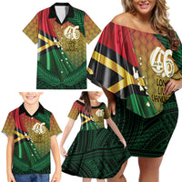 Personalised Long Live Vanuatu Independence Day Family Matching Off Shoulder Short Dress and Hawaiian Shirt 46th Anniversary Woven Pattern LT14 - Polynesian Pride