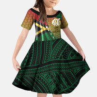 Personalised Long Live Vanuatu Independence Day Family Matching Tank Maxi Dress and Hawaiian Shirt 46th Anniversary Woven Pattern LT14 Daughter's Dress Reggae - Polynesian Pride