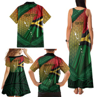 Personalised Long Live Vanuatu Independence Day Family Matching Tank Maxi Dress and Hawaiian Shirt 46th Anniversary Woven Pattern LT14 - Polynesian Pride