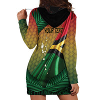 Personalised Long Live Vanuatu Independence Day Hoodie Dress 45th Anniversary Woven Pattern - Polynesian Pride