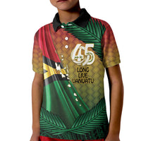 Personalised Long Live Vanuatu Independence Day Kid Polo Shirt 45th Anniversary Woven Pattern - Polynesian Pride