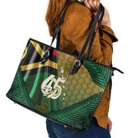 Long Live Vanuatu Independence Day Leather Tote Bag 45th Anniversary Woven Pattern - Polynesian Pride