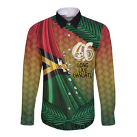 Personalised Long Live Vanuatu Independence Day Long Sleeve Button Shirt 46th Anniversary Woven Pattern LT14 Unisex Reggae - Polynesian Pride