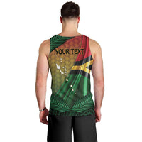 Personalised Long Live Vanuatu Independence Day Men Tank Top 45th Anniversary Woven Pattern LT14 - Polynesian Pride