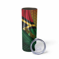Personalised Long Live Vanuatu Independence Day Skinny Tumbler 46th Anniversary Woven Pattern LT14 - Polynesian Pride