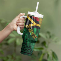 Personalised Long Live Vanuatu Independence Day Tumbler With Handle 46th Anniversary Woven Pattern LT14 - Polynesian Pride