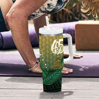 Personalised Long Live Vanuatu Independence Day Tumbler With Handle 46th Anniversary Woven Pattern LT14 - Polynesian Pride