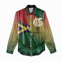 Personalised Long Live Vanuatu Independence Day Women Casual Shirt 45th Anniversary Woven Pattern - Polynesian Pride