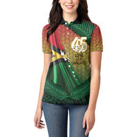 Personalised Long Live Vanuatu Independence Day Women Polo Shirt 45th Anniversary Woven Pattern - Polynesian Pride