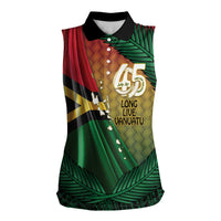 Personalised Long Live Vanuatu Independence Day Women Sleeveless Polo Shirt 45th Anniversary Woven Pattern - Polynesian Pride