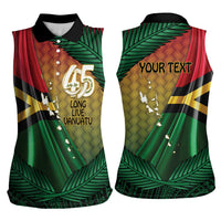 Personalised Long Live Vanuatu Independence Day Women Sleeveless Polo Shirt 45th Anniversary Woven Pattern - Polynesian Pride