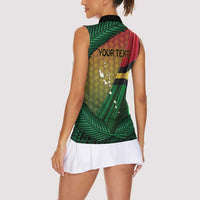 Personalised Long Live Vanuatu Independence Day Women Sleeveless Polo Shirt 46th Anniversary Woven Pattern LT14 - Polynesian Pride
