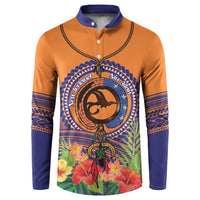 PNG New Ireland Province Button Sweatshirt Niu Ailan Necklace Polynesian Tattoo LT14 Orange - Polynesian Pride
