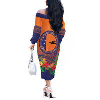 PNG New Ireland Province Off The Shoulder Long Sleeve Dress Niu Ailan Necklace Polynesian Tattoo - Polynesian Pride