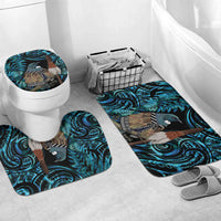 New Zealand Tui Bird Taiaha Bathroom Set Maori Weapon Paua Shell Mix Silver Fern