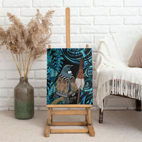 New Zealand Tui Bird Taiaha Canvas Wall Art Maori Weapon Paua Shell Mix Silver Fern