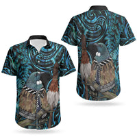 New Zealand Tui Bird Taiaha Couples Matching Tank Maxi Dress and Hawaiian Shirt Maori Weapon Paua Shell Mix Silver Fern LT14 - Polynesian Pride