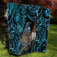 New Zealand Tui Bird Taiaha Quilt Maori Weapon Paua Shell Mix Silver Fern