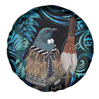 New Zealand Tui Bird Taiaha Spare Tire Cover Maori Weapon Paua Shell Mix Silver Fern