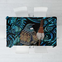 New Zealand Tui Bird Taiaha Tablecloth Maori Weapon Paua Shell Mix Silver Fern