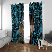 New Zealand Tui Bird Taiaha Window Curtain Maori Weapon Paua Shell Mix Silver Fern