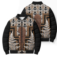 Wahaika New Zealand Bomber Puffer Jacket Maori Weapon Kowhaiwhai Fern Poutama Motifs