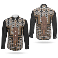 Wahaika New Zealand Couples Matching Off The Shoulder Long Sleeve Dress and Long Sleeve Button Shirt Maori Weapon Kowhaiwhai Fern Poutama Motifs LT14 - Polynesian Pride