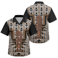 Wahaika New Zealand Family Matching Long Sleeve Bodycon Dress and Hawaiian Shirt Maori Weapon Kowhaiwhai Fern Poutama Motifs LT14 Son's Shirt Brown - Polynesian Pride