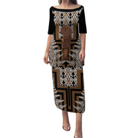 Wahaika New Zealand Family Matching Puletasi and Hawaiian Shirt Maori Weapon Kowhaiwhai Fern Poutama Motifs