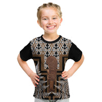 Wahaika New Zealand Kid T Shirt Maori Weapon Kowhaiwhai Fern Poutama Motifs