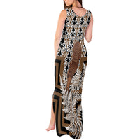 Wahaika New Zealand Tank Maxi Dress Maori Weapon Kowhaiwhai Fern Poutama Motifs