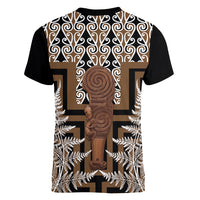 Wahaika New Zealand Women V-Neck T-Shirt Maori Weapon Kowhaiwhai Fern Poutama Motifs