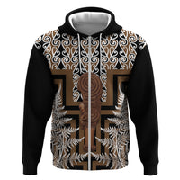 Wahaika New Zealand Zip Hoodie Maori Weapon Kowhaiwhai Fern Poutama Motifs