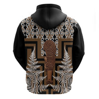 Wahaika New Zealand Zip Hoodie Maori Weapon Kowhaiwhai Fern Poutama Motifs