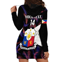 Custom Philippines Football Hoodie Dress 2023 World Cup Go Filipinas Feather Black Version LT14 - Polynesian Pride