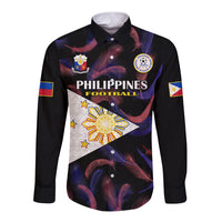 Custom Philippines Football Long Sleeve Button Shirt 2023 World Cup Go Filipinas Feather Black Version LT14 Unisex Black - Polynesian Pride
