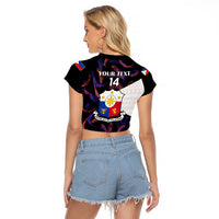 Custom Philippines Football Raglan Cropped T Shirt 2023 World Cup Go Filipinas Feather Black Version LT14 - Polynesian Pride