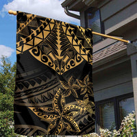 Black and Gold Polynesia Garden Flag Plumeria Tattoo With Polynesian Pattern LT14 - Polynesian Pride