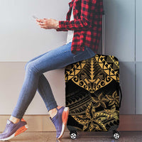 Black and Gold Polynesia Luggage Cover Plumeria Tattoo With Polynesian Pattern