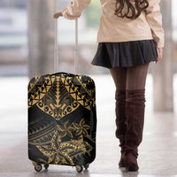 Black and Gold Polynesia Luggage Cover Plumeria Tattoo With Polynesian Pattern